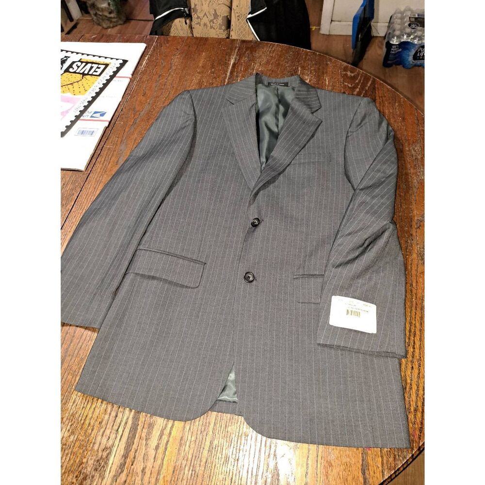 New 36R Grey Pinstripe Single Breast Suit Sports Coat Jacket Blazer NWT